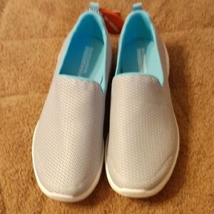 Skechers Gray and Blue Women's Slip-On Sneakers